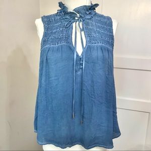 *SALE* Free People Boho Ruffle Me Up Smocked Tie Tank Drawstring Sleeveless
